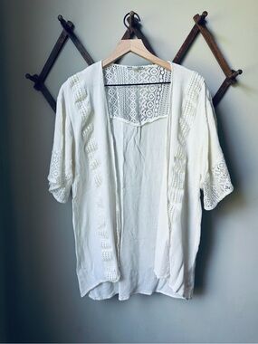 Moral Fiber Off-White Open-Front Kimono Cardigan Size Small